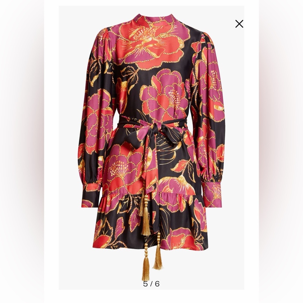 FARM Rio Vibrant Pink and Orange Floral Dress